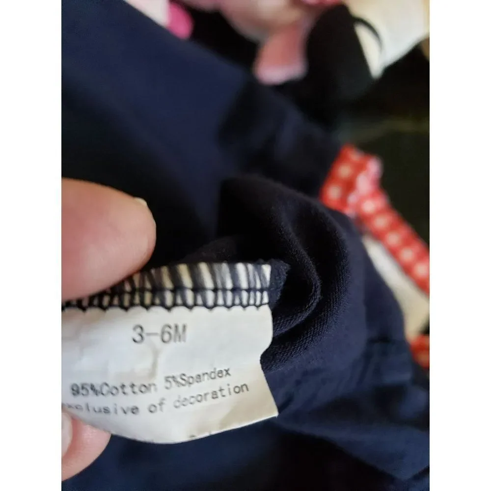Antlers And Acorns Navy Blue Red White Size 3-6 Months Girls Long Sleeve One Pie